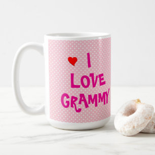 Rosa und weiße Tupfen mit Herz - Ich liebe Oma Kaffeetasse