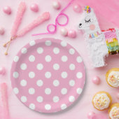 Rosa und weiße Tupfen Pappteller (Party)