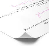 Rosa und weiße Unterschrift Drinks Hochzeitsbestec Poster (Ecke)