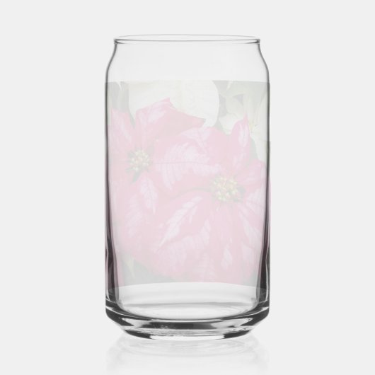 Rosa und weiße Variegation Poinsettias Urlaub Dosenglas (Rückseite)