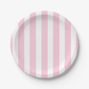 Rosa und weiße vertikale Streifen Shabby Chic Stre Pappteller