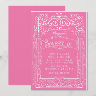 Rosa und Weiße Vintage-Viktorianische-Art-Deco-Süß Einladung
