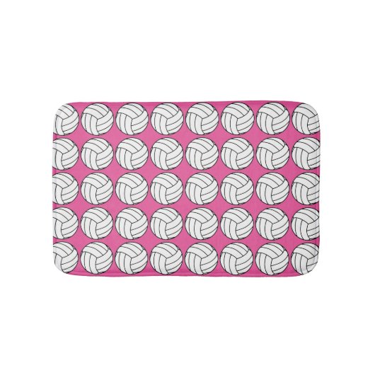 Rosa und weiße Volleyball-Bad-Matte Badematte (Vorderseite)