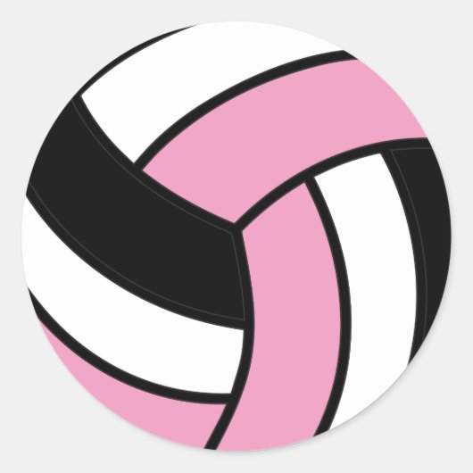 Rosa und Weiße Volleyball Runder Aufkleber (Vorderseite)