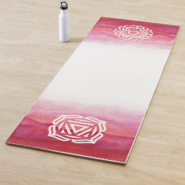 Rosa und weiße Wasserfarbe Krone & Root Chakra Yogamatte