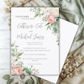 Rosa und weiße Wasserfarben Blumenzehen Einladung