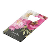 Rosa und weiße Wasserfarben-Blütenhochzeit Geldbeutel Flaschenöffner (Vorderseite Schrägansicht)