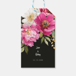 Rosa und weiße Wasserfarben-Blütenhochzeit Geschenkanhänger
