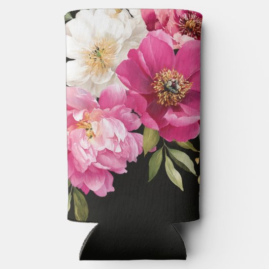 Rosa und weiße Wasserfarben-Blütenhochzeit Selters Dosenkühler (Rückseite)