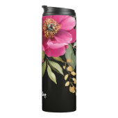 Rosa und weiße Wasserfarben-Blütenhochzeit Thermosbecher (Nach rechts gedreht)