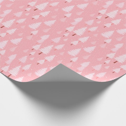 Rosa und weiße Weihnachtsbaumen Weihnachten Geschenkpapier (Ecke)