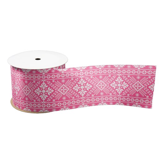 Rosa und weiße Weihnachtsmesse Isle Pattern Satinband (Spule)