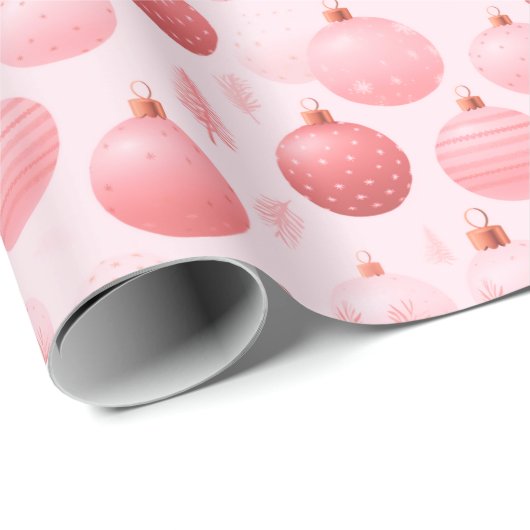 Rosa und weiße Weihnachtsschmuck Weihnachten Geschenkpapier (Rolleneckpunkt)
