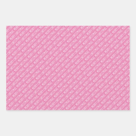 Rosa und weiße Weihnachtstypografie - Moderner Fei Geschenkpapier Set (Vorderseite 3)