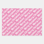 Rosa und weiße Weihnachtstypografie - Moderner Fei Geschenkpapier Set (Vorderseite 2)
