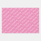 Rosa und weiße Weihnachtstypografie - Moderner Fei Geschenkpapier Set (Vorderseite)