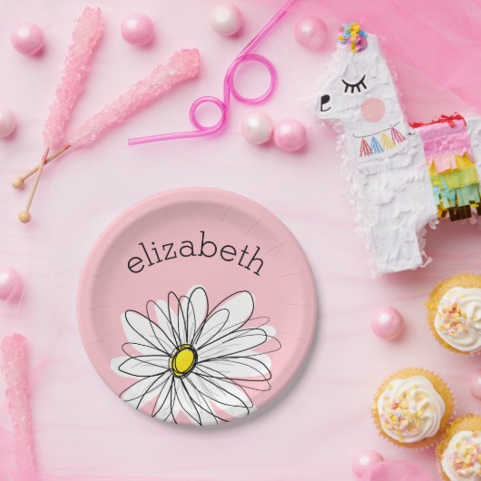 Rosa und weiße weiße weiße, weiße, weiße Daisy mit Pappteller (Party)