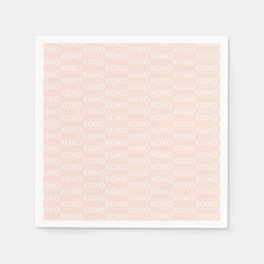 Rosa und weiße XoValentine-Party Serviette (Vorderseite)