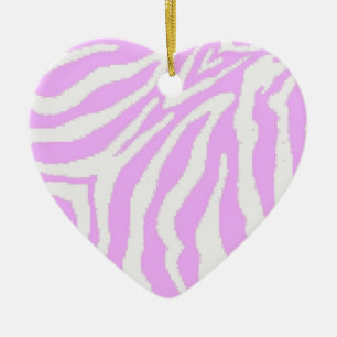 Rosa und weiße Zebra-Druck-Herz-Verzierung Keramik Ornament