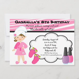 Rosa und weiße Zebra Girls Wellness-Center laden e Einladung