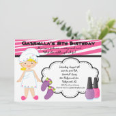 Rosa und weiße Zebra Girls Wellness-Center laden e Einladung (Stehend Vorderseite)