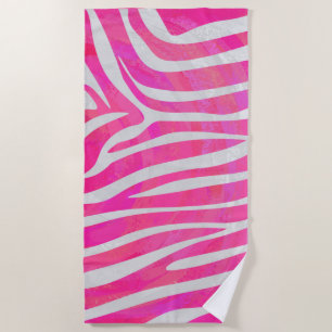 Rosa und weiße Zebramuster Strandtuch