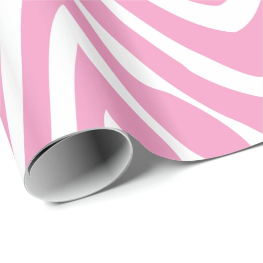 Rosa und weiße Zebrastreifen - Tierfarbe Geschenkpapier (Rolleneckpunkt)