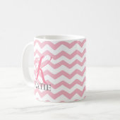 Rosa und weiße Zickzack Monogramm-Tasse Kaffeetasse (Vorderseite Links)