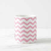 Rosa und weiße Zickzack Monogramm-Tasse Kaffeetasse (Mittel)