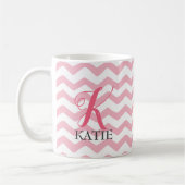 Rosa und weiße Zickzack Monogramm-Tasse Kaffeetasse (Links)