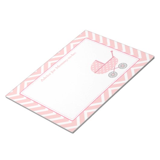 Rosa und weiße Zickzack Stroller Mommy zu sein Notizblock (angewinkelt)