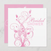 Rosa-und weißeblumenBrautparty-Einladung Einladung (Vorne/Hinten)