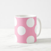 Rosa-und weißegroße Polka-Punkt-Tasse Kaffeetasse (VorderseiteRechts)