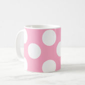 Rosa-und weißegroße Polka-Punkt-Tasse Kaffeetasse (Vorderseite Links)