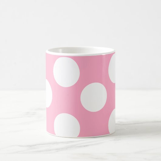 Rosa-und weißegroße Polka-Punkt-Tasse Kaffeetasse (Mittel)