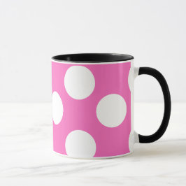 Rosa-und weißegroße Polka-Punkt-Tasse Tasse