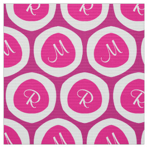 Rosa-und weißemoderne Monogramm-Neuheit Stoff