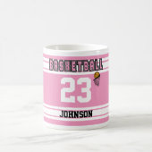 Rosa und weißer Basketball Jersey Kaffeetasse (Mittel)