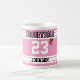 Rosa und weißer Basketball Jersey Kaffeetasse
