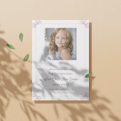 Rosa und weißer Bogen Erste Heilige Kommune Einladung