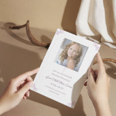 Rosa und weißer Bogen Erste Heilige Kommune Einladung