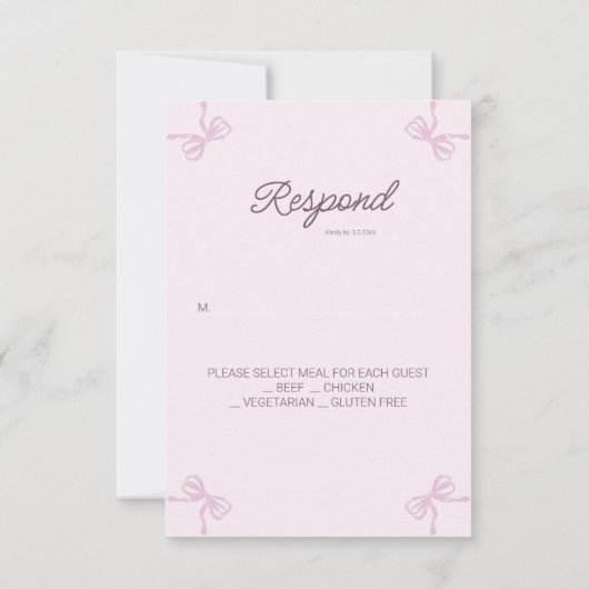 Rosa und weißer Bogen Erste Kommune UAWG RSVP Karte (Rückseite)