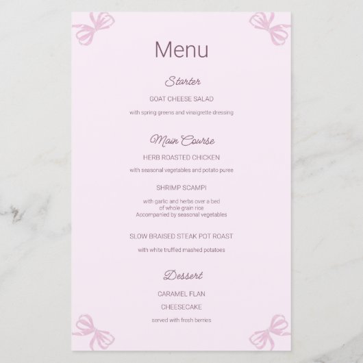 Rosa und weißer Bogen Erstes Menü der heiligen Kom (Rückseite)