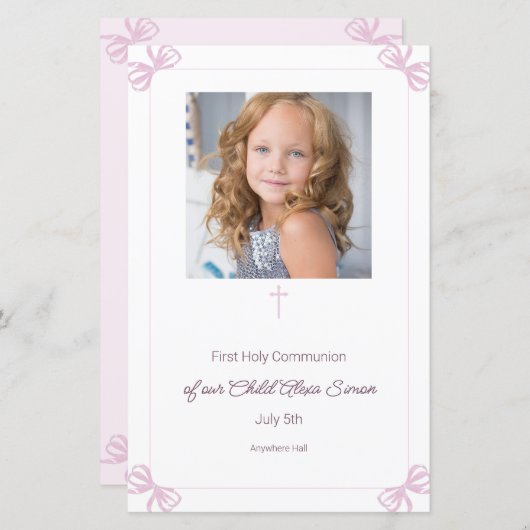 Rosa und weißer Bogen Erstes Menü der heiligen Kom (Vorne/Hinten)