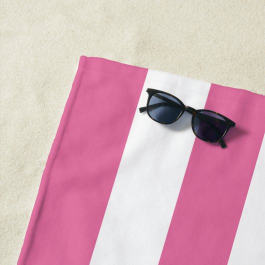 Rosa und weißer Cabana-Streifen | Bridge Beach Han Strandtuch (Beispiel)