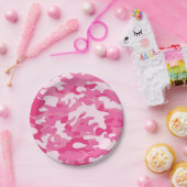 Rosa und weißer Camouflage-Entwurf Pappteller (Party)