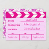 Rosa und weißer Film-Schindel-Bonbon 16 lädt ein Einladung (Vorne/Hinten)