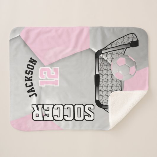 Rosa und weißer Fußball mit DIY-Text Sherpadecke (Vorderseite (Horizontal))