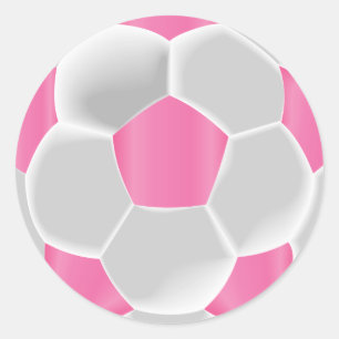 Rosa und weißer Fußballball Runder Aufkleber