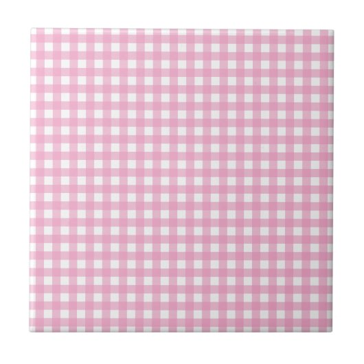 Rosa und weißer Gingham Fliese (Vorderseite)